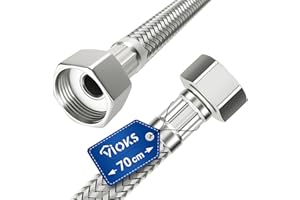 VIOKS Tuyau Flexible 19,3 mm - Raccord Des Deux Côtés - 70 cm - Tuyau de Raccordement pour Robinet, Robinet d'Angle, Lavabo, Cuisine, Salle de Bain