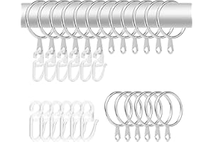 CoKeeSun 24 Stück Metall Gardinenhaken Gardinenringe Duschvorhang Haken mit 26 Stück Kunststoff Duschvorhang Haken Innendurchmesser 30mm für Fenster Tür Duschvorhänge Silber