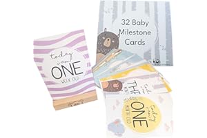 THE LAZY PANDA CARD COMPANY Set of Baby Milestone Cards with Wooden Display Stand Baby Shower New Born Gift Present