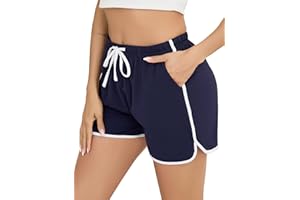 Vlazom Pantalones Cortos Deportivos para Mujer Pantalón Corto de Chándal para Mujer Pantalón Corto de Yoga Jogging con Cintura y Cordón de Ajuste S-XXL