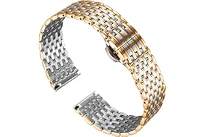 BINLUN Cinturino per Orologio in Acciaio Inossidabile Maglie Ultra Sottili Cinturini Leggero per Orologio Braccialetti di Ricambio Lucidati 12mm/14mm/16mm/18mm/20mm/22mm per Uomo Donna