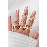 Trend Collection Gold 8&rsquo;Li Ayarlanabilir Vip Kadın Y&uuml;z&uuml;k Seti &ndash; Altın Kaplama,Altın 0