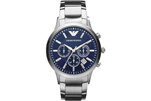 Emporio Armani Watch for Men, Quartz 3 sub dial Chronograph Movement and 43mm Case Size with Stainless Steel Strap