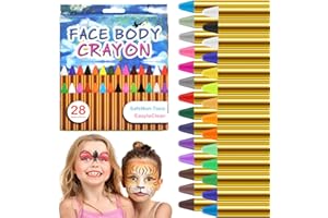 VOLUMOON 28 Colores Pinturas Cara para Niños y Adultos, Crayones de Pintura Facial, Pintura Corporal y Facial Seguridad, Barra Pintura Corporal Lavables, Crayones Maquillaje para Carnaval Cosplay Halloween