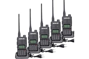 Retevis RT85 Walkie Talkie, Portátil 2 Vías Radio Doble Banda, Transceptor Profesional de 2m/70cm con VOX, DTMF, Walkie Talkie 200 Canales Largo Alcance para Almacén, Fábrica (Negro, 5 Piezas)