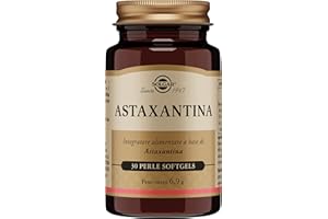 Solgar Astaxantina, 30 perle softgels, integratore alimentare, derivato dall'alga Haematococcus pluvialis, con azione antiossidante, certificato KOF-K