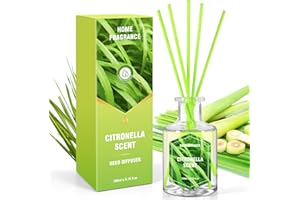 LA BELLEFÉE Citronela Difusor de Aromas 200ml, Ambientadores de Hogar Varillas, Ambientador, Difusor Aromas de Lemongrass, Fragancias para El Hogar, Decoración de Regalo, Oficina, Baño