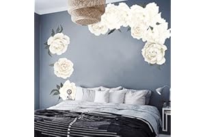 astylishome Wall Stickers Flowers Beautiful Floral Decals Removable DIY Peel and Stick Art Murals for Bedroom Living Room Nursery Classroom Bathroom Home Decoration Peony 1306