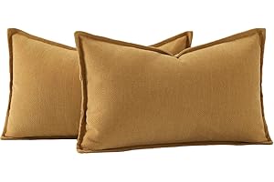 Madizz Juego de 2 Suave Felpilla Chenilla Texturizado Decorativo Funda de cojíns Lujo Estilo Fundas de Almohada para el sofá Dormitorio Amarillo Mostaza Rectangular 30 x 50 cm