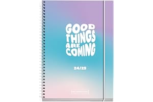 Miquelrius - Agenda Escolar 2024-2025, Septiembre 24 a Junio 25, 117 x 174 mm, Agenda Semana Vista, Cubierta de Cartón Forrado, Agenda 24 25, Espiral Metálico Blanco, Español e Inglés, Future