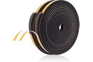 Samoprzylepna uszczelka do drzwi, okien, 10 m, 12 mm (szer.) x 6 mm (dł.), GoldRock samoprzylepna uszczelka okienna, taśma uszczelniająca, izolacja akustyczna, uszczelka do drzwi, pianka samoprzylepna (2 rolki po 5 m długości)