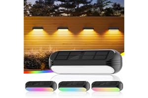 GEARLITE Solar Lights Outdoor Garden, 4 Pack Solar Fence Lights with Warm White and Multi-Colour Changing Modes, Waterproof Garden Ornaments Outdoor for Fence Stairs Step Terraces Deck