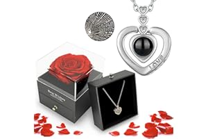 LIHELEI Vera Rosa per Sempre con Scatola Regalo con Collana Ti Amo, Collana Rosa per Sempre per San Valentino Festa della Mamma Regali di Anniversario per la sua Donna, Mamma, Fidanzata, Moglie - B