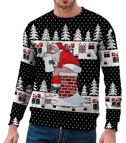 Weihnachtspullover Damen Mit Weinglas Print - Festlicher Christmas Sweater