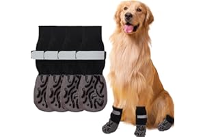 FANGCCC 2 Pairs Dog Socks with Anti Slip Device, Dog Socks Paws Stop Licking Increase Grip Dog Paw Protector Adjustable Dog Shoes Dog Boots for Senior Dogs on Hardwood Floor Walking (S)