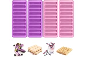 YWKJDDM Müsliriegel Backform, 4 Silikon Silikonform Müsliriegel, Rechteckige Silikon Backform für Seife Harz Schokoriegel Eisw Brownie (4 * 10 Mulden)