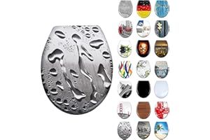 LARS360 Toilettendeckel WC Sitz mit Absenkautomatik aus Duroplast und Edelstahl, Antistatisch Antibakteriell Leicht zu Reinigen Abnehmbar Für Meisten Klodeckel Hänge WC, 45 x 38cm (Wasser)