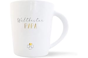 mintkind® Kaffeebecher Weltbester Papa | Porzellan Kaffee Becher Tasse Weiß | Geschenk für Vater zum Vatertag, Geburtstag, Ostern, Weihnachten & Als Dankeschön | Geschenkidee Teetasse
