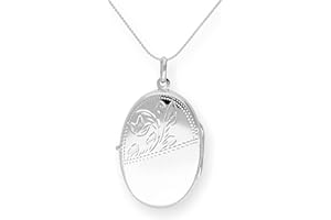 jewellerybox Large Sterling Silver Oval Locket on Chain 16-24 Inches