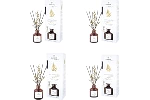 GOLOMINAS COMPANY Pack de 4 Mikados Te Chai Ambar Zen – aromaterapia – Ambientador en Varillas – Difusores Aromáticos con Fragancias, Canela, Cardamomo, Jengibre, Clavo y Vainilla con Flor Decorativa 40 ml