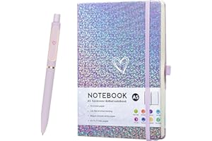 ZTUOK Glitzer Laser A5 Notizbuch mit Stift, liniertes Tagebuch A5 Notizblock für Mädchen Frauen, niedliches Bling Tagebuch mit herzförmigem College Ruled Hardcover Notizbuch für Arbeit Schule, Notizen