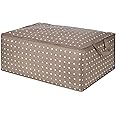 Compactor Clothes and Duvet Storage Bag with Zip, Foldable Organiser for Wardrobes and Cupboards, Dustproof and Waterproof Clothes Storage, Rivoli Range, Brown/White
