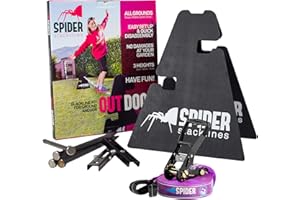 ‎SPIDER SLACKLINE SPIDER SLACKLINE - Outdoor kit Custom Slackline for beginners - for outdoor use without trees - Includes: 1 individual slackline, 2 tripods, 2 plates, 4 nails and instructions - Kit 15m