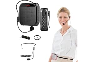 Voice Amplifier with Wired Microphone Headset, Portable Rechargeable PA System Speaker Personal Microphone Speech Amplifier, Loudspeaker for Teachers, Tour Guides/Coaches Metting/Yoga/Fitness (Black)