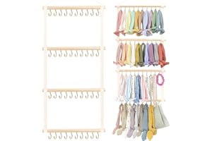 Headband Holder Hair Bows Organizer for Girls, Mofasvigi Baby Headbands Hair Accessories Organizer Storage Newborn Headband Holder for Wall Room Nursery (Headband Holder Beige 01)