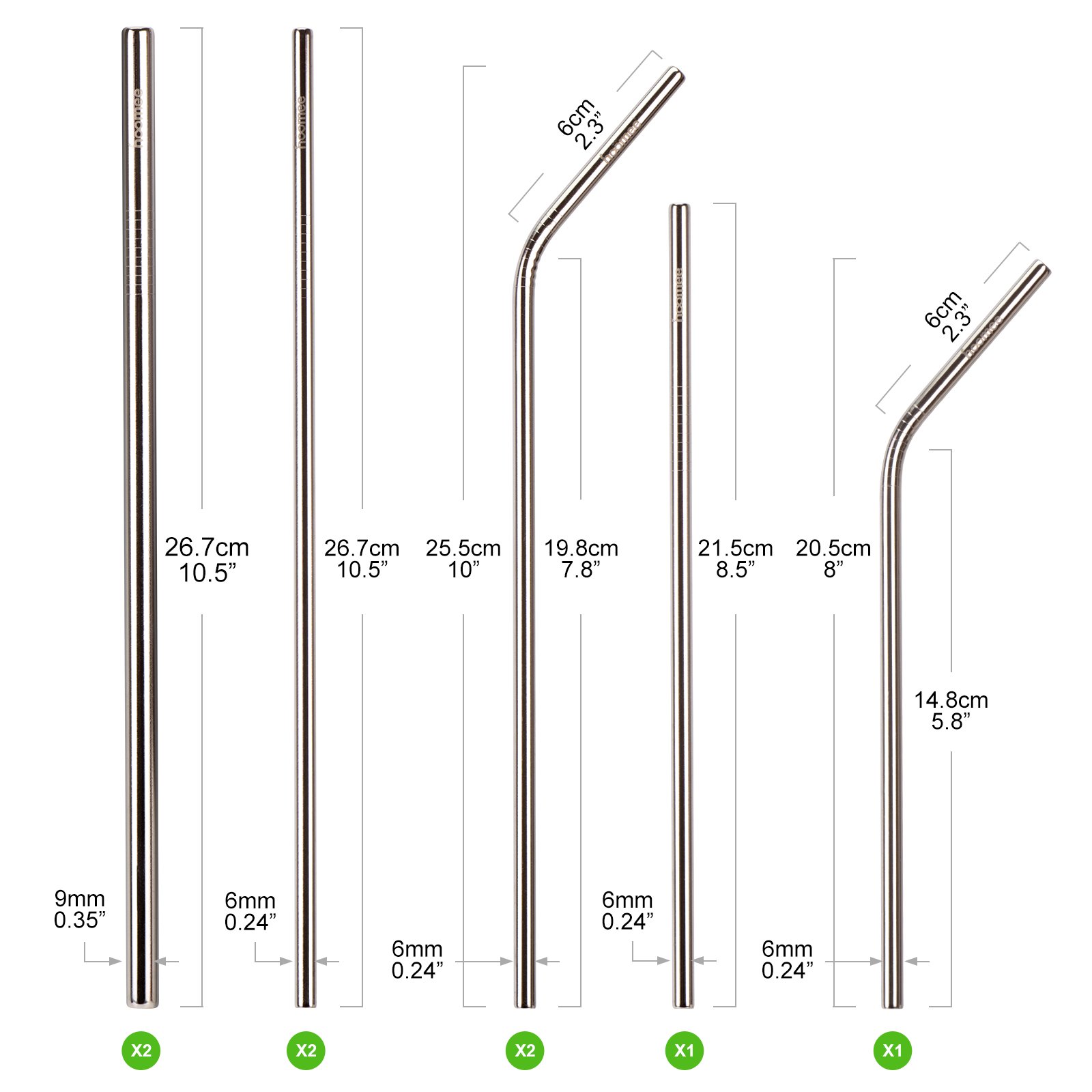 HOOMEE Cannucce in Acciaio Inox Riutilizzabili (Set da 8) con E-Book Ricette - Alternativa Ecologica alla Plastica… - immagine 3