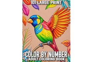 101 Large Print Color By Number Coloring Book For Adult: Color By Number 101 Large Print Adult Coloring Book with Flowers, Birds, Autumn, Butterflies, Nature, Landscapes, Animals Easy Coloring Pages