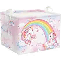 Clastyle Lot De 3 Paniers Rangement Licorne Rose Arc-en-Ciel - Cubes Pliables 30x30x30 Cm Pour Chambre Enfant Fille, Jouets, Livres, Étagères Kallax
