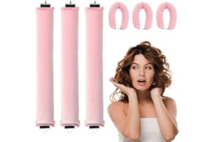 WALLFID 3Pcs Heatless Curlers,Hair Rollers for Long Hair,Hair tools for wavy hair curler styling,Overnight Heatless Hair Curlers,DIY Hair Styling Appliances (Pink)