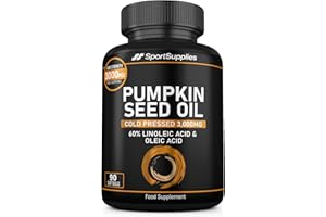 SS SPORT SUPPLIES Pumpkin Seed Oil 3,000mg – 60% Linoleic & Oleic Acid – 90 Softgels – 3,000mg Omega 6 & 9 – Virgin & Cold Pressed