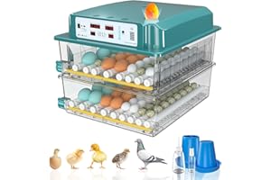 Hethya Incubadora Huevos Gallina, Incubadora de 120 Huevos, Incubadora Automática con Monitoreo de Humedad, Volteo Automático de Huevos y Lámparas de Huevo