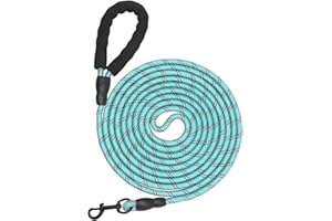 FIMIBUKE 5M/16FT Training Leads for Dogs,Soft Padded Handle,Strong Rope Long line Dog Lead Leash with, Reflective Recall Training Leads for Large Medium Small Dog,Turquoise