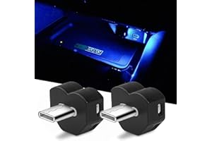 joonnair 2 sztuki LED typu C USB Ambient Light, 8 kolorów RGB mini oświetlenie wnętrza z ustawieniem trybu, nastrojowa lampa do samochodu, laptopa, sypialni i na kemping