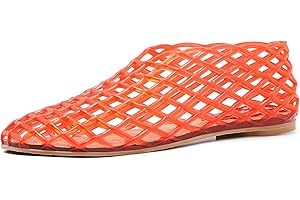 ATBELL Jelly Sandals for Women Clear Woven Flats Beach Slip-on Ballerina Jellies Mesh Shoes