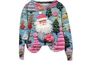 GENERIC 2025 Sweat de Noel Femme Pull Noel Rigolo Imprimé Hiver Pull Noël Femme Drole Pullover De Noël Femmes Moche Ugly Pulls Noels Rigolo Sweat Polaire Femmes Hiver Chaud Sweatshirt