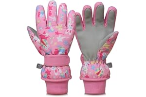 Tolaler Handschuhe Kinder Winter Skihandschuhe Wasserdicht, Verdickte Warme Warme Plüsch Winter Kinder Skihandschuhe rutschfeste Finger Schneehandschuhe Kinder 1-13 Jahre Alt (Unisex)