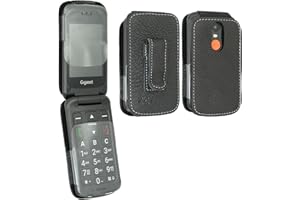 caseroxx Ledertasche mit Gürtelclip für Gigaset GL590 / GL595 in schwarz – robuste Handy-Tasche mit Sichtfenster & Gürtelclip aus Kunstleder, ideal für Beruf, Freizeit, Outdoor & sicheren Transport