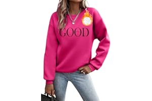 Godoboo Pullover Damen Sweatshirt Fleecepullover Sport Baumwolle Sweatpullover Buchstaben Print Herbst Pulli Basic Thermo Casual Ohne Kapuze