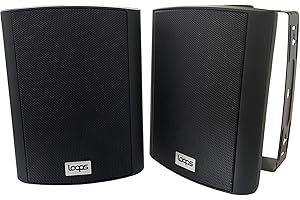 Loops 120W 5.25” Indoor & Outdoor Active Bluetooth Wall Speakers – Pair of Black Stereo Wireless Music Streaming Speaker – IP56 External Weatherproof Garden Bar & Hot Tub