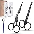Beauty & Crafts 3 in 1 Eyebrow Scissors,Nose Scissors and Eyebrow Comb Brush - German Steel Eyebrow Grooming Kit for Men & Women (Black)