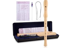 LOLUNUT Baroque Recorder 8 holes,Soprano C Key Recorder Made of Maple Wood with storage Case,Fingering Chart and Cleaning Rod for Kids and Adults Beginners