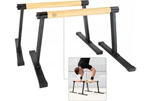 ‎MÜLLER & BLUM Müller & Blum Parallettes Holz inkl. Handgelenksbandagen, Premium Turnen und Calisthenics Equipment für Indoor & Outdoor, rutschfeste Liegestützgriffe, Dip Bar Krafttraining, Handstand Barren, Push up