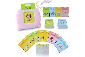 SURPN Sprechende Deutsch Flash-Karten Lernspielzeug für Kleinkinder 1-6 Jahre Alt, 194 Blätter 388 Wörter, Hörbar Lernspielzeug, Kleinkinder Montessori Sprachtherapie Autismus Sensorisches Spielzeug Rosa