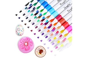 TongFu 36 Colores Rotuladores Acrilicos Permanentes, Rotuladores de Pintura Acrílica con Cuerpo Triangular para Piedras, Cristal, Madera, Cerámica, Plastico, con Estuche de Transporte