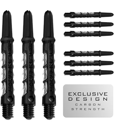 Harrows Supergrip Carbon Aste Per Freccette – Set Da 3 – Medium, Midi O Short – Anelli Inclusi - 5