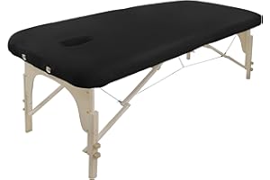 BODYPRO Premium Massage Table Fitted Couch Cover 100% Cotton with FACE Hole with Ties. Fits All Beds from 24in (60cm) to 30in (76cm) Wide. [Black] (with Breathe Hole)